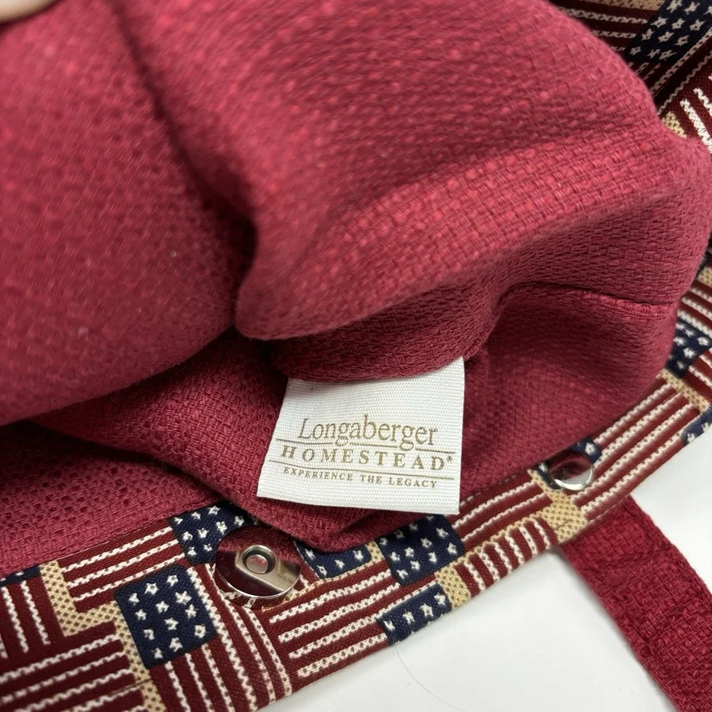 Longaberger American Flag Print Tote Handbag Shoulder Purse Made In The USA